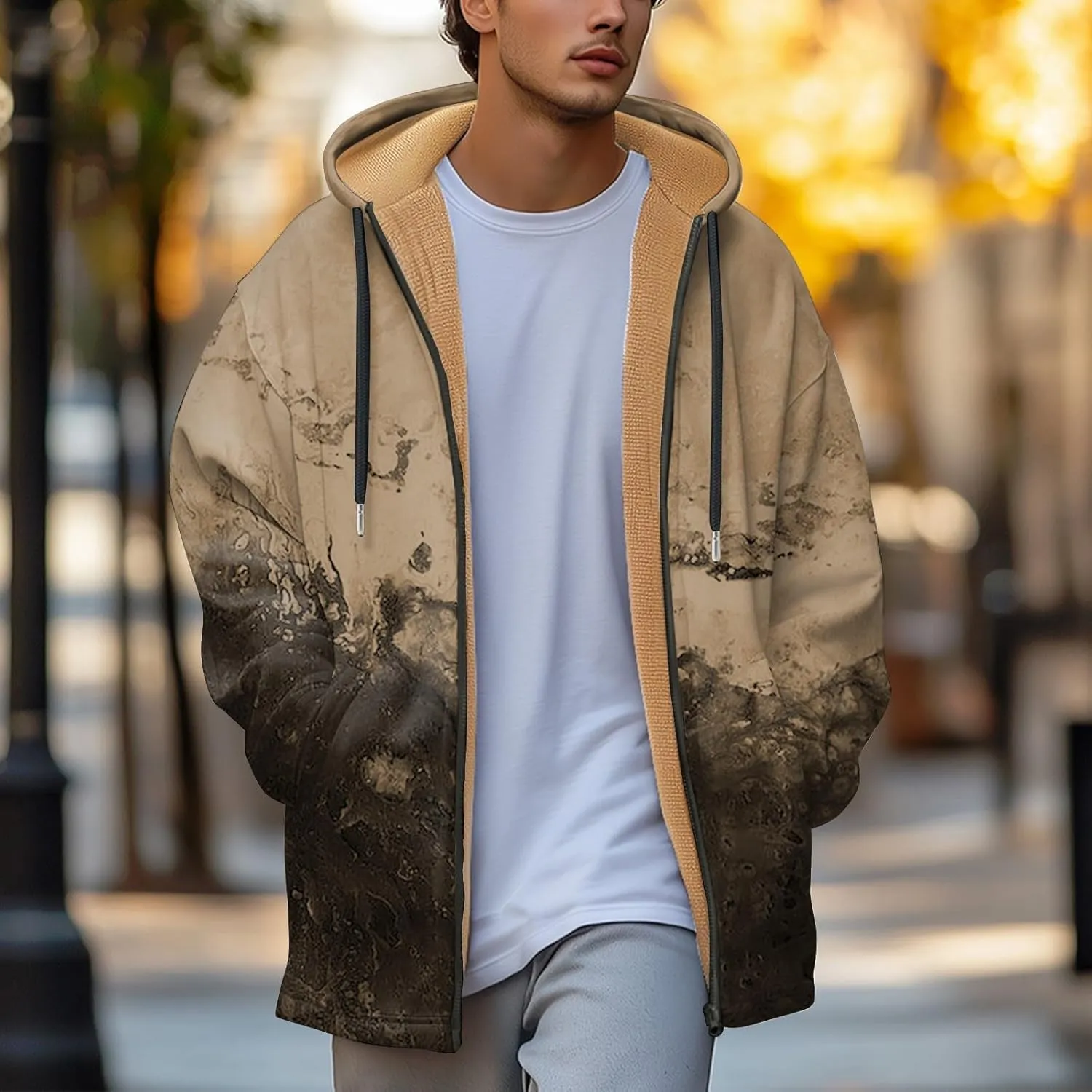 Mens Sherpa Hoodie Zip Up Winter Warm Hoodies Thick Fleece Heavyweight Hooded