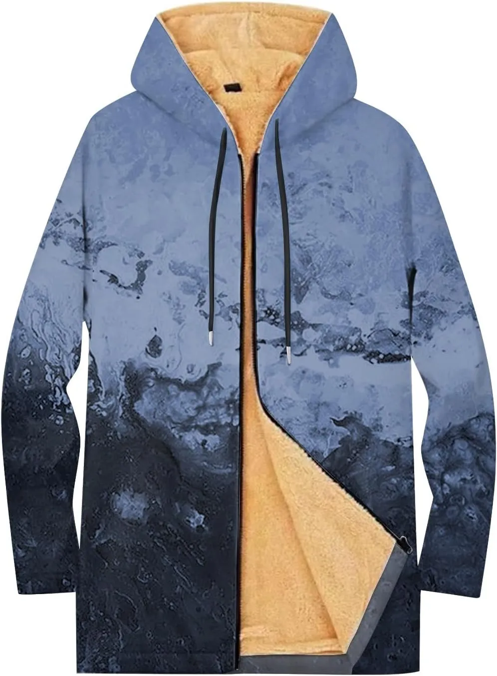 Mens Sherpa Hoodie Zip Up Winter Warm Hoodies Thick Fleece Heavyweight Hooded