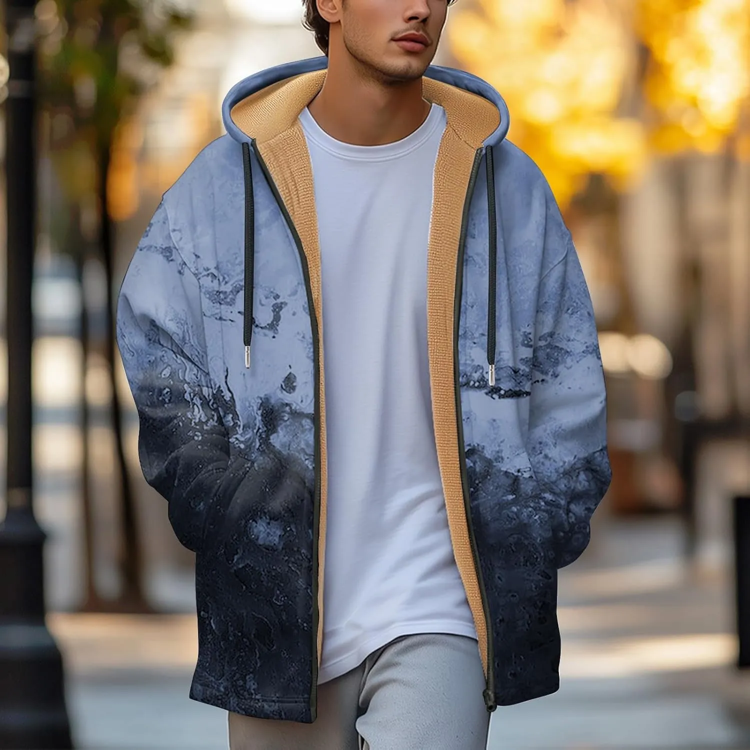 Mens Sherpa Hoodie Zip Up Winter Warm Hoodies Thick Fleece Heavyweight Hooded
