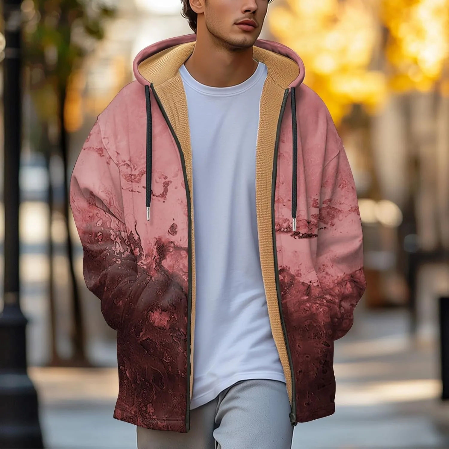 Mens Sherpa Hoodie Zip Up Winter Warm Hoodies Thick Fleece Heavyweight Hooded