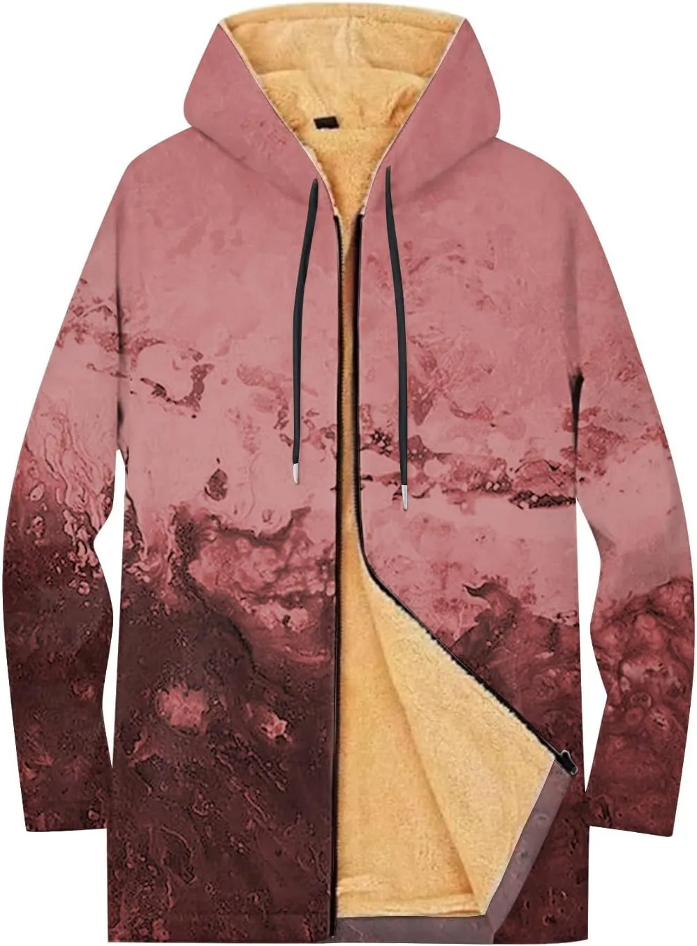 Mens Sherpa Hoodie Zip Up Winter Warm Hoodies Thick Fleece Heavyweight Hooded