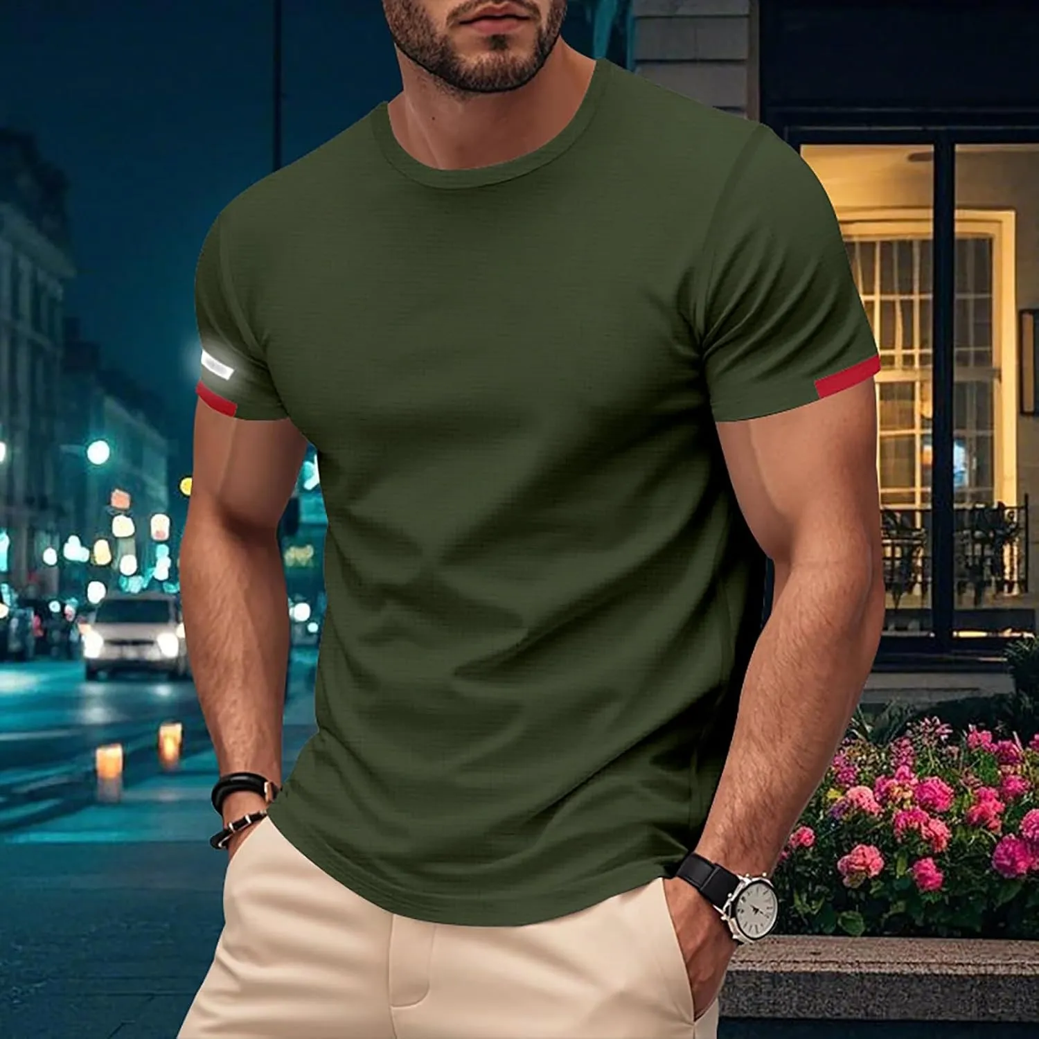 Men's T-Shirts Summer Short Sleeve Slim Fit Crew Neck Fitted Everyday Tshirt Basic Tees Moisture Wicking T Shirt Daily