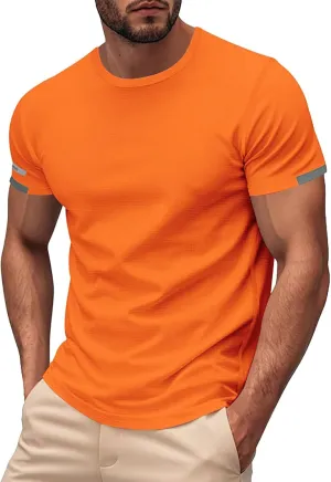 Men's T-Shirts Summer Short Sleeve Slim Fit Crew Neck Fitted Everyday Tshirt Basic Tees Moisture Wicking T Shirt Daily