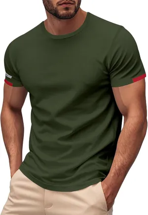 Men's T-Shirts Summer Short Sleeve Slim Fit Crew Neck Fitted Everyday Tshirt Basic Tees Moisture Wicking T Shirt Daily