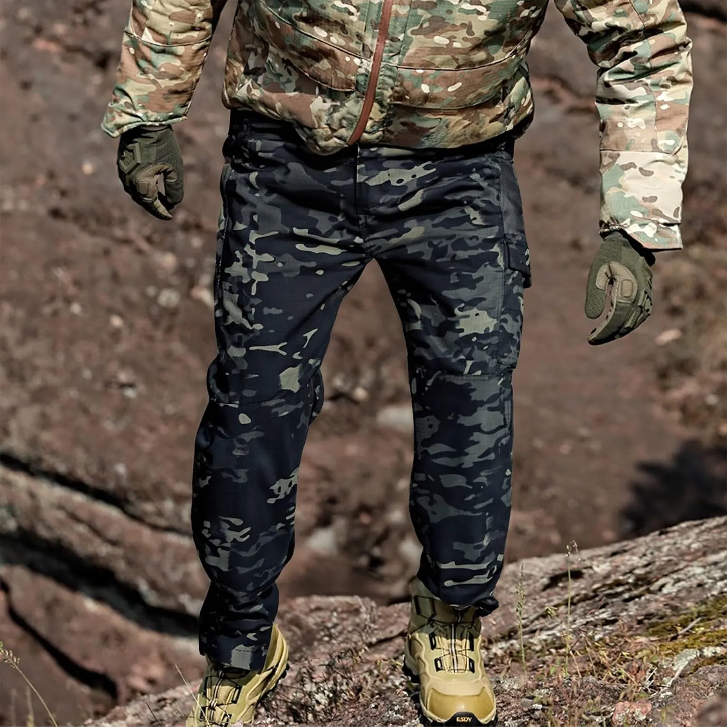 Mens Tactical Pants Ripstop Waterproof Lightweight Cargo Pants Military Carpenter Hunting Trousers with Pockets