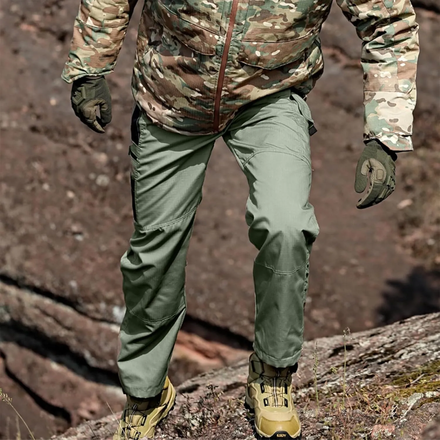 Mens Tactical Pants Ripstop Waterproof Lightweight Cargo Pants Military Carpenter Hunting Trousers with Pockets