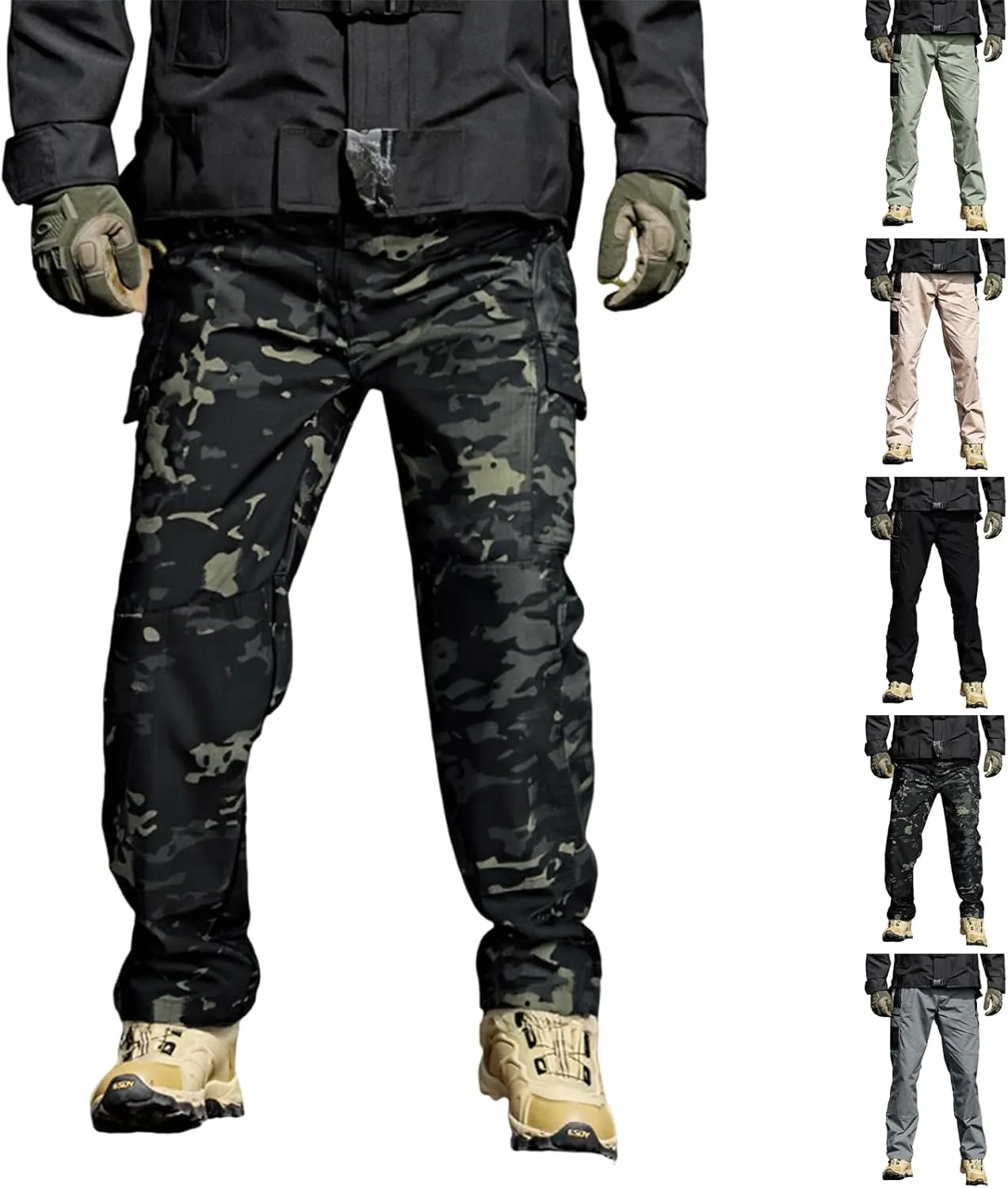Mens Tactical Pants Ripstop Waterproof Lightweight Cargo Pants Military Carpenter Hunting Trousers with Pockets