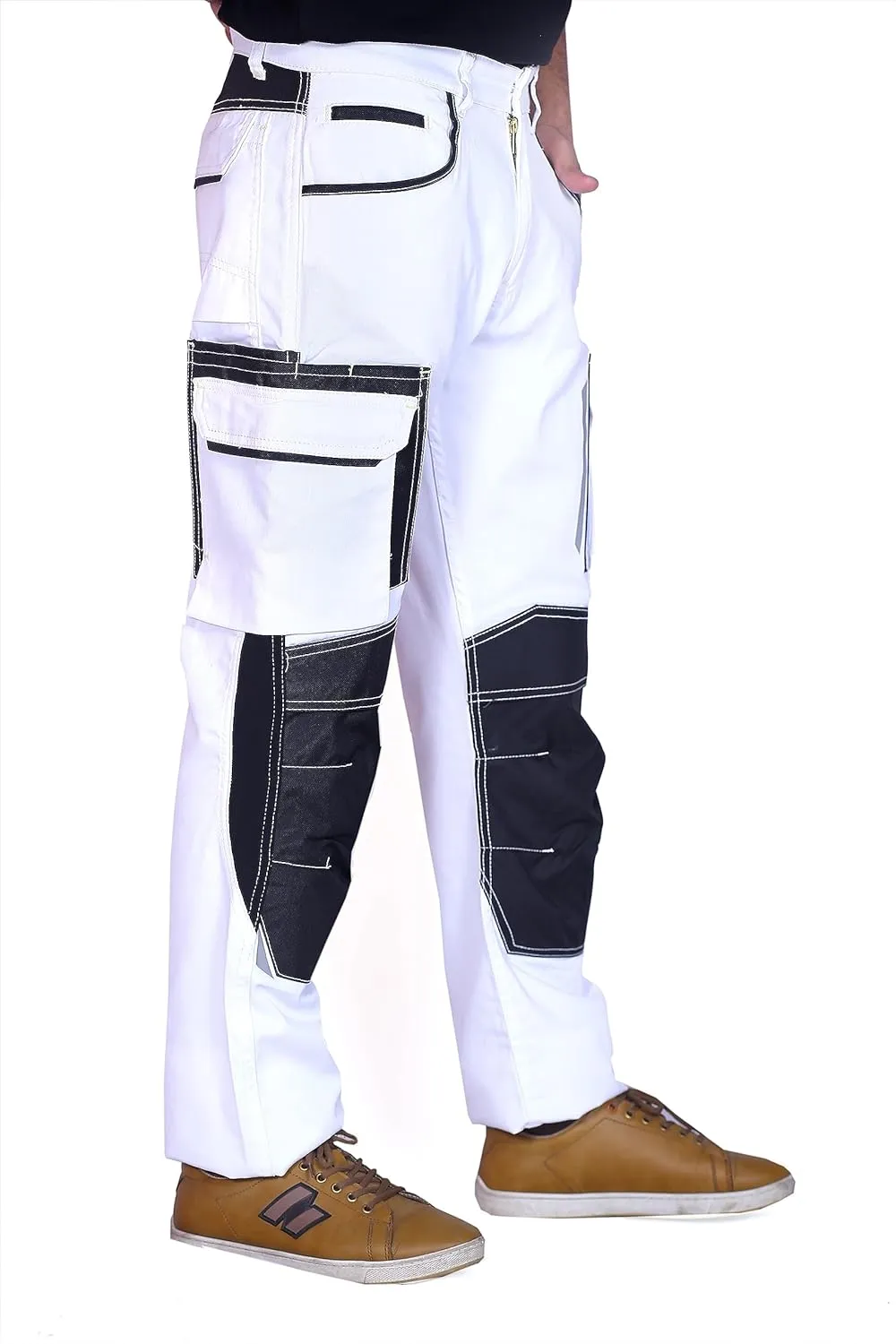 Mens Utility Work Heavy Duty Construction Workwear Pants Carpenter Knee Reinforcement Trousers Cordura Safety Pants