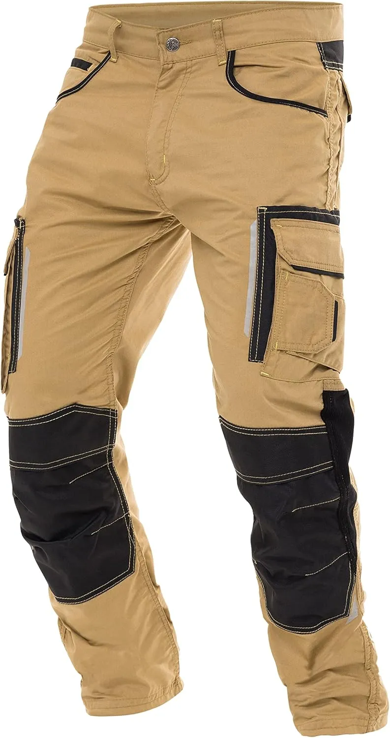 Mens Utility Work Heavy Duty Construction Workwear Pants Carpenter Knee Reinforcement Trousers Cordura Safety Pants