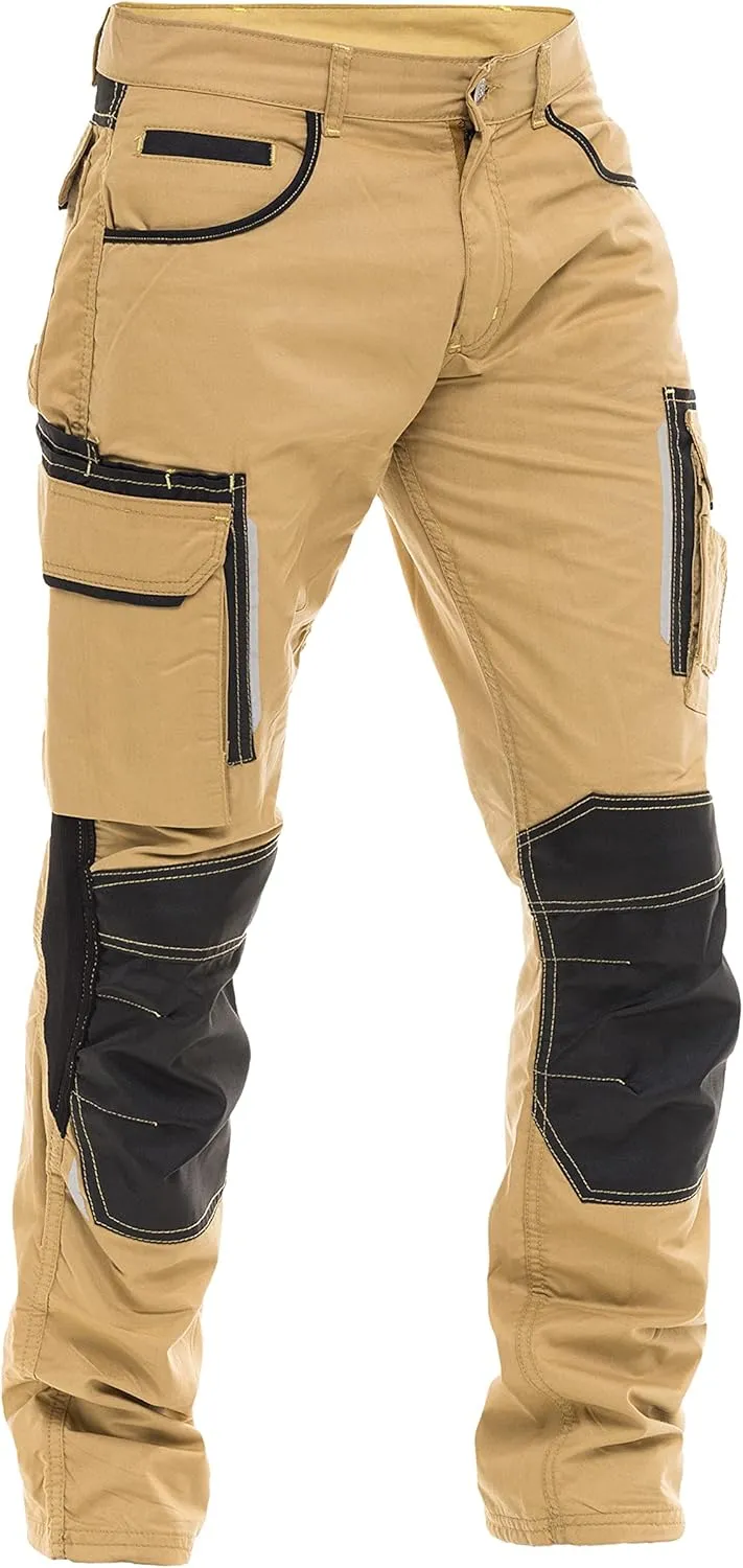 Mens Utility Work Heavy Duty Construction Workwear Pants Carpenter Knee Reinforcement Trousers Cordura Safety Pants