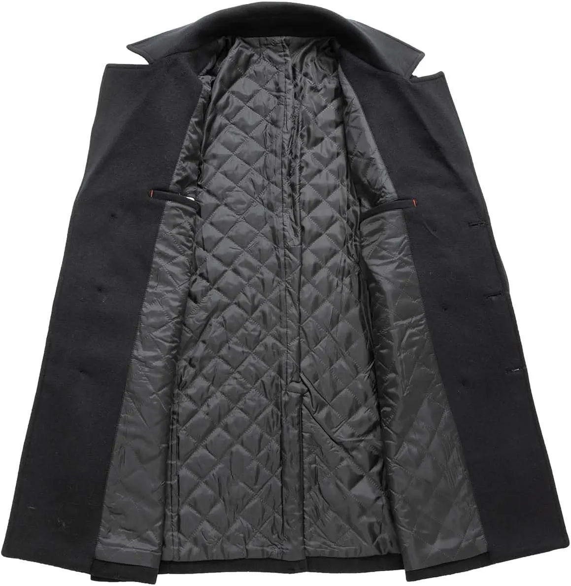 Men's Winter Coat Wool Blend Trench Overcoat Casual Double Breasted Long Pea Topcoat