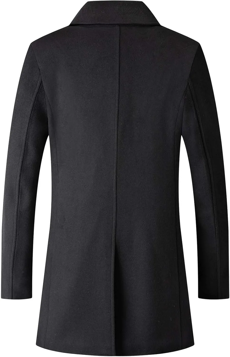 Men's Winter Coat Wool Blend Trench Overcoat Casual Double Breasted Long Pea Topcoat