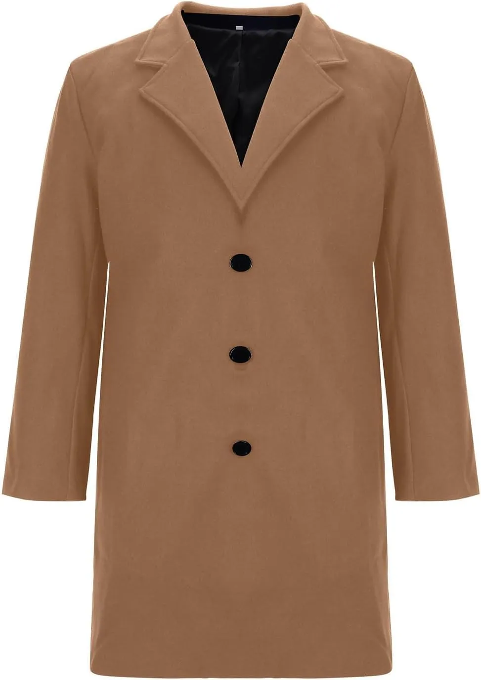Men's Wool Blend Long Pea Coat Single Breasted Slim Fit Trench Coats Winter Fashion Casual Overcoat Jackets