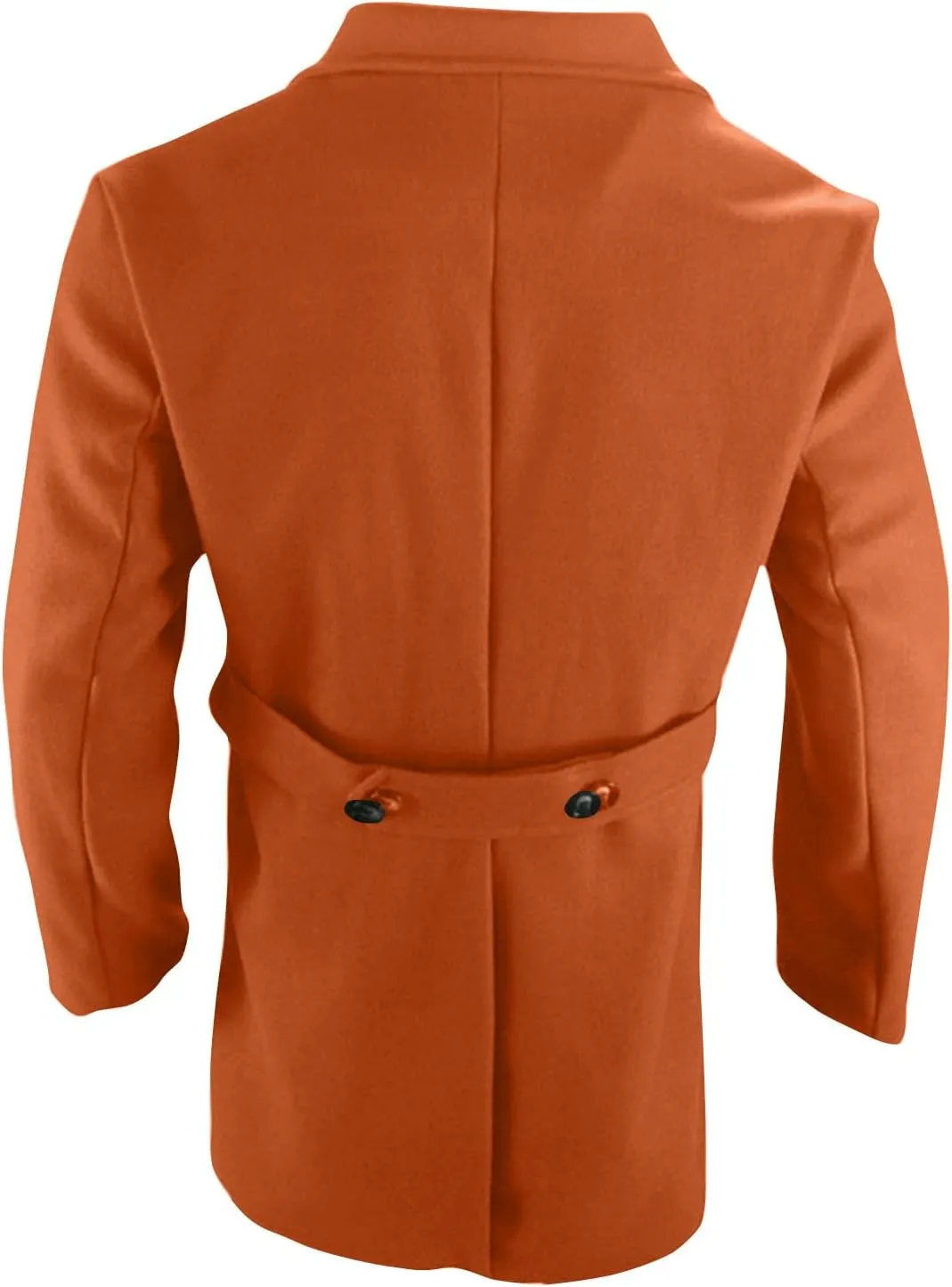 Men's Wool Blend Trench Peacoat Winter Notched Collar Warm Overcoat with Pockets