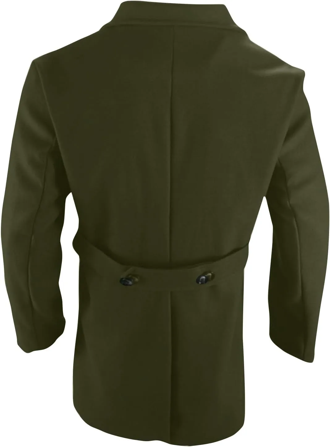 Men's Wool Blend Trench Peacoat Winter Notched Collar Warm Overcoat with Pockets