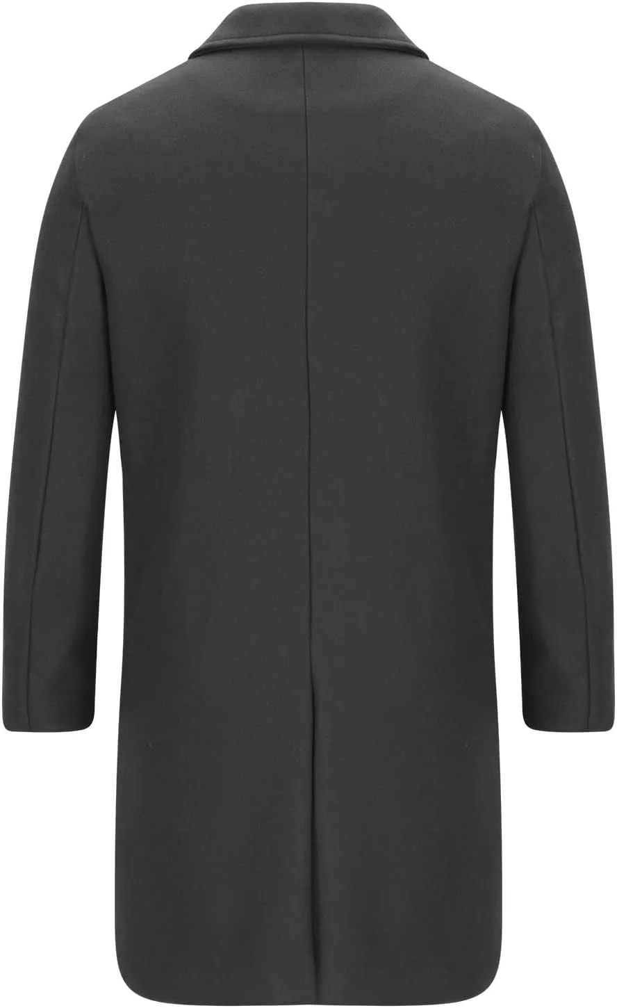Men's Woolen Pea Coat Slim Fit Double Breasted Winter Wool Trench Coats Business Down Jacket Notch Lapel Office Overcoats