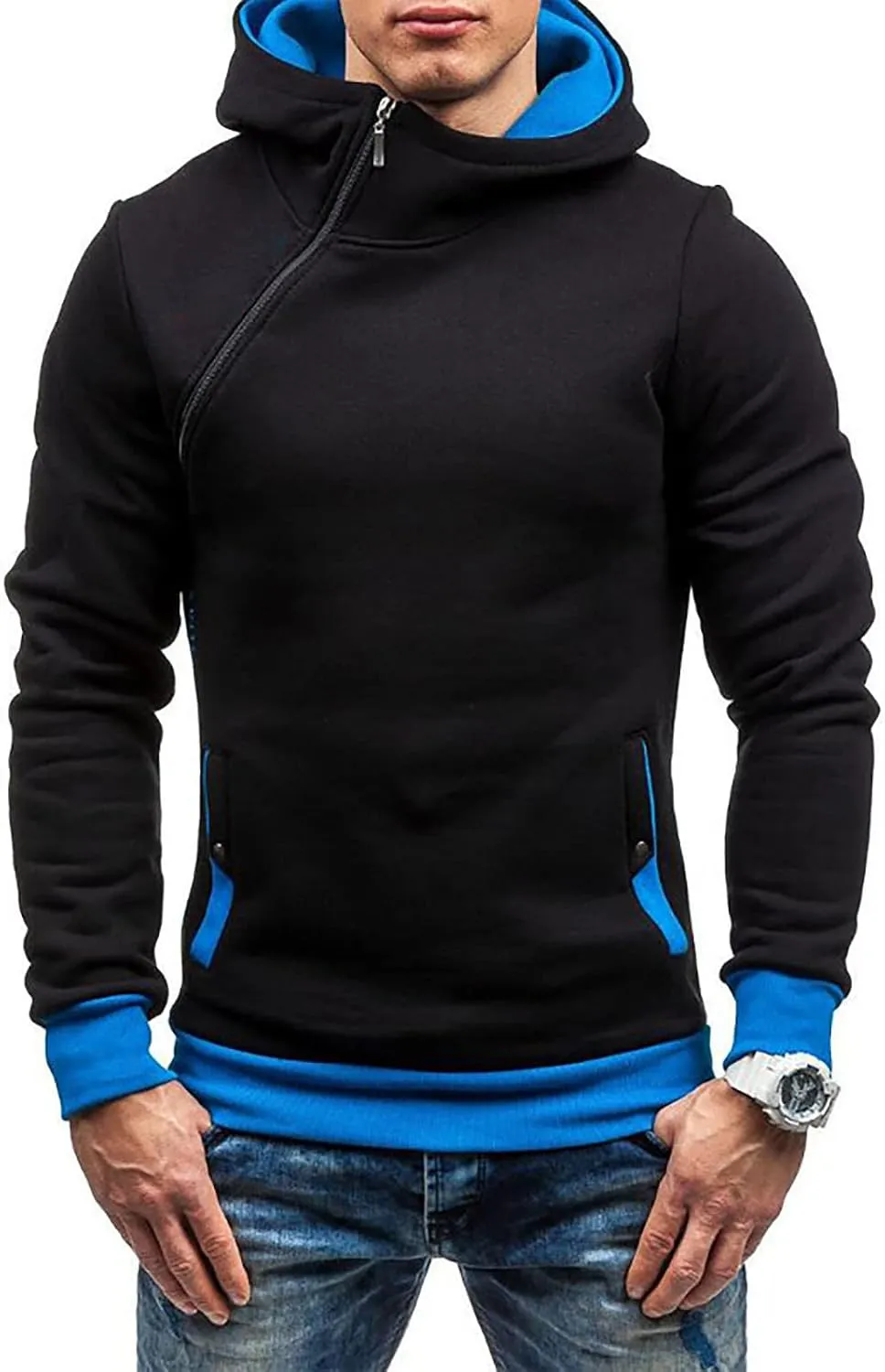 Men's Zip Up Hoodie Casual Camouflage Sports Sweatshirt Long Sleeve Zipper Hooded Jacket Coat