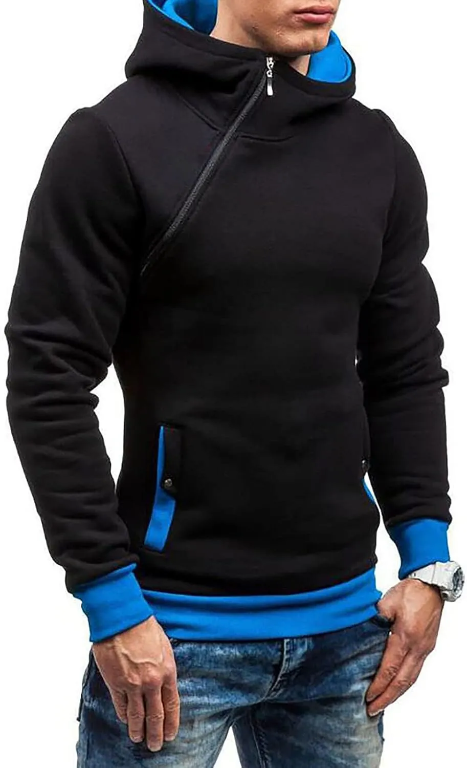 Men's Zip Up Hoodie Casual Camouflage Sports Sweatshirt Long Sleeve Zipper Hooded Jacket Coat