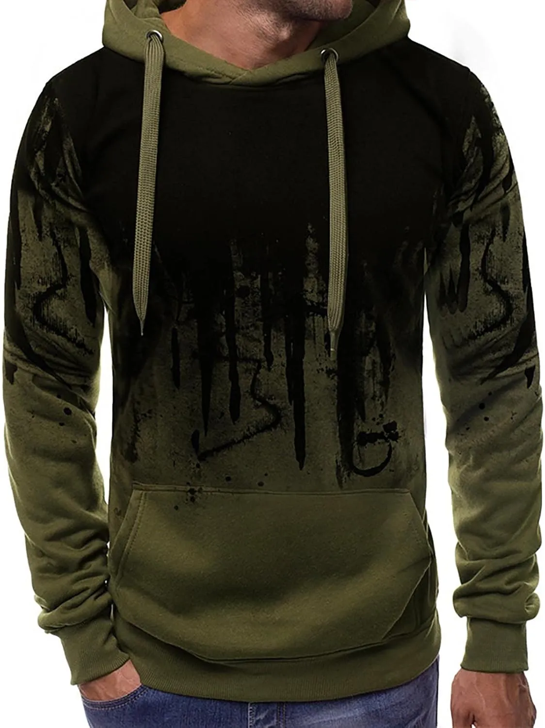 Men's Zip Up Hoodie Fashion Casual Camouflage Sports Sweatshirt Long Sleeve Zipper Hooded Jacket Coat