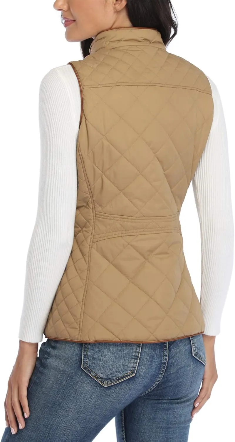MISS MOLY Women Lightweight Quilted Padded Vest Stand Collar Zip Up Front Gilet Quilted