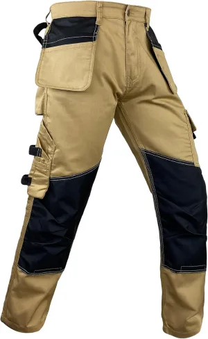 Notus Men’s Work Casual Tactical Cordura Knee Carpenter Construction Utility Cargo Work Trousers Pants