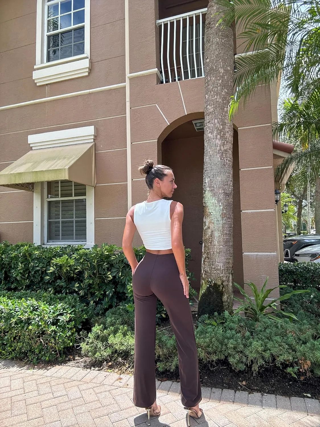 OQQ Women Wide Leg Pants High Waist Casual Pants Fall Clothes Outfits