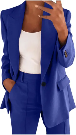 Oversized Blazers for Women Casual Open Front Button Suit Jackets Long Sleeve Lapel Jackets with Pockets