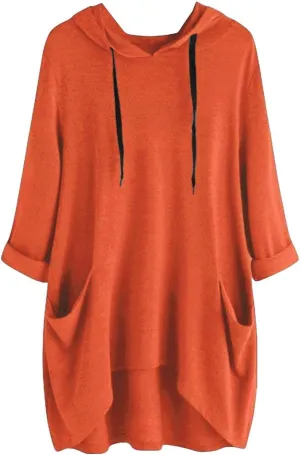 Oversized Hoodie Dress for Women Casual Drawstring Long Sweatshirt with Pocket Hooded Mini Sweatshirt Dress