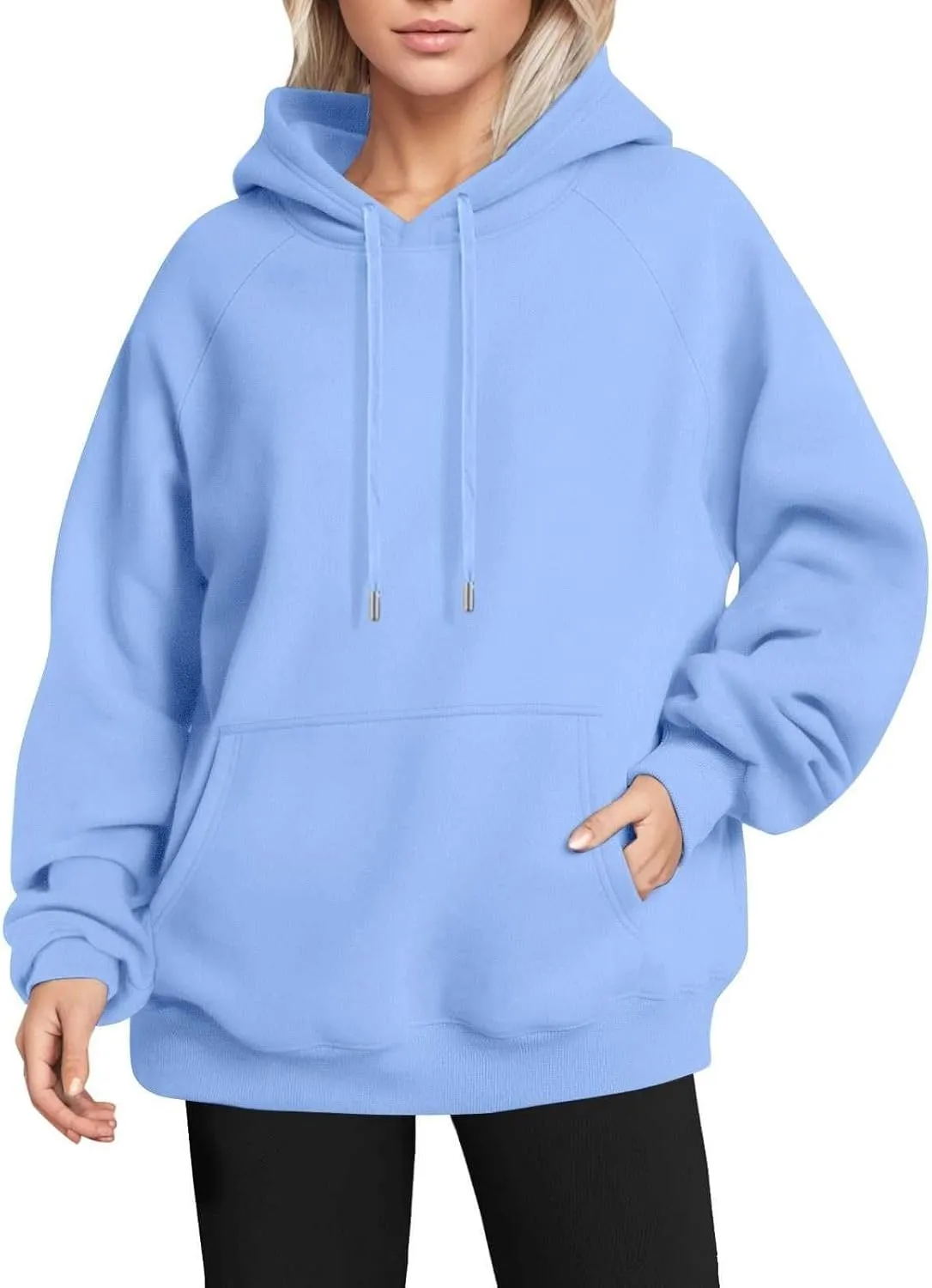 Oversized Hoodies for Women Fleece Plain Hooded Sweatshirts with Pocket Casual Drawstring Pullover Sweaters Y2k Tops