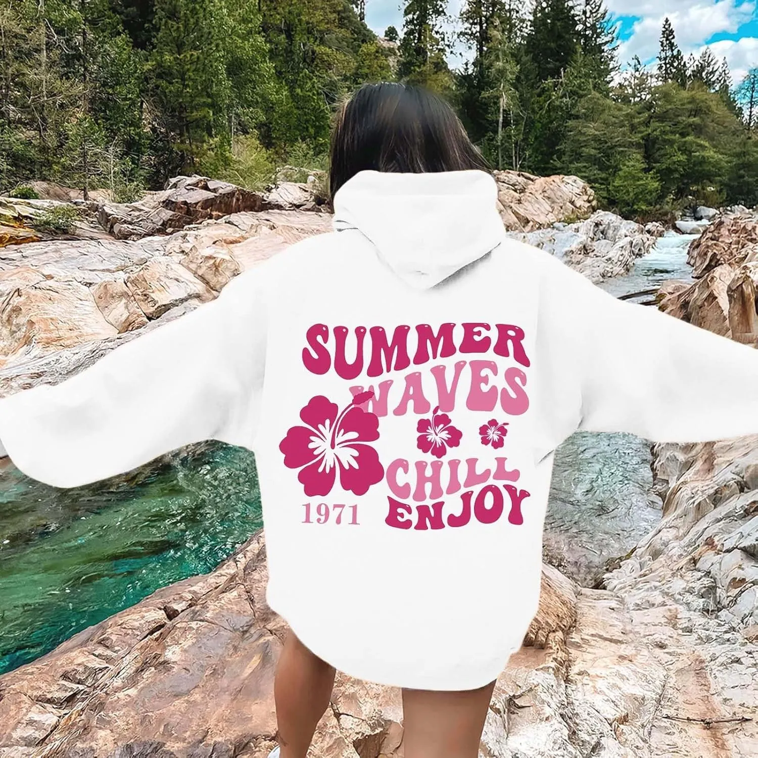 Oversized Hoodies for Women Teen Girls Pink Letter Graphic Long Sleeve Y2K Hooded Comfort Sweatshirt Pink Hoodie
