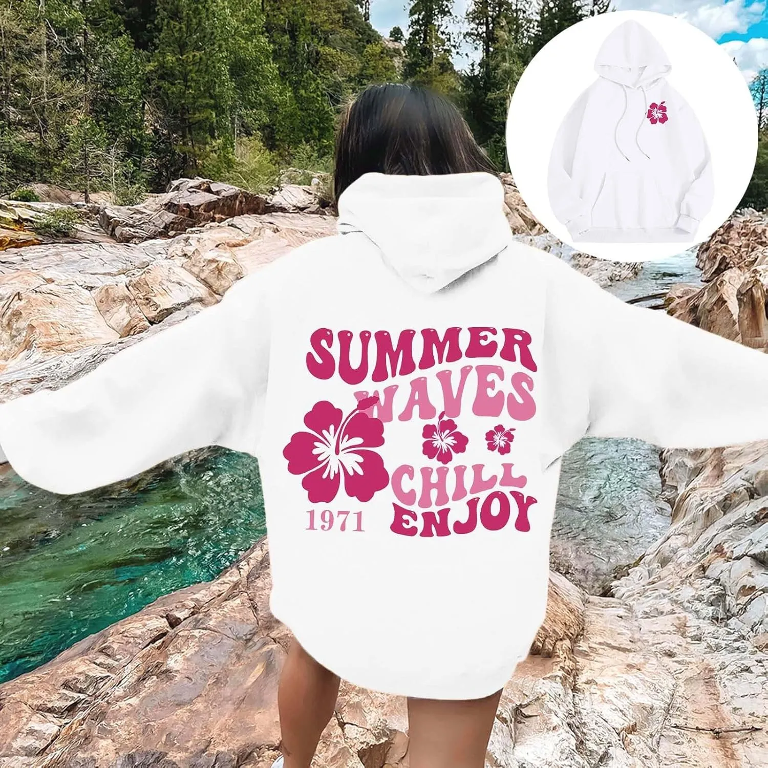 Oversized Hoodies for Women Teen Girls Pink Letter Graphic Long Sleeve Y2K Hooded Comfort Sweatshirt Pink Hoodie