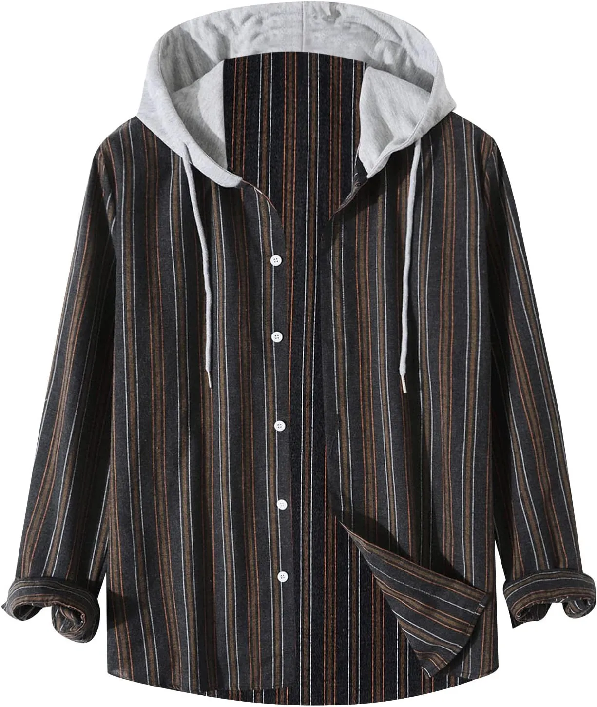 Plaid Hoodies Jackets for Men Relaxed Fit Zip-Up Long Sleeve Fleece Lined Casual Plaid Jacket Color Block Stitching