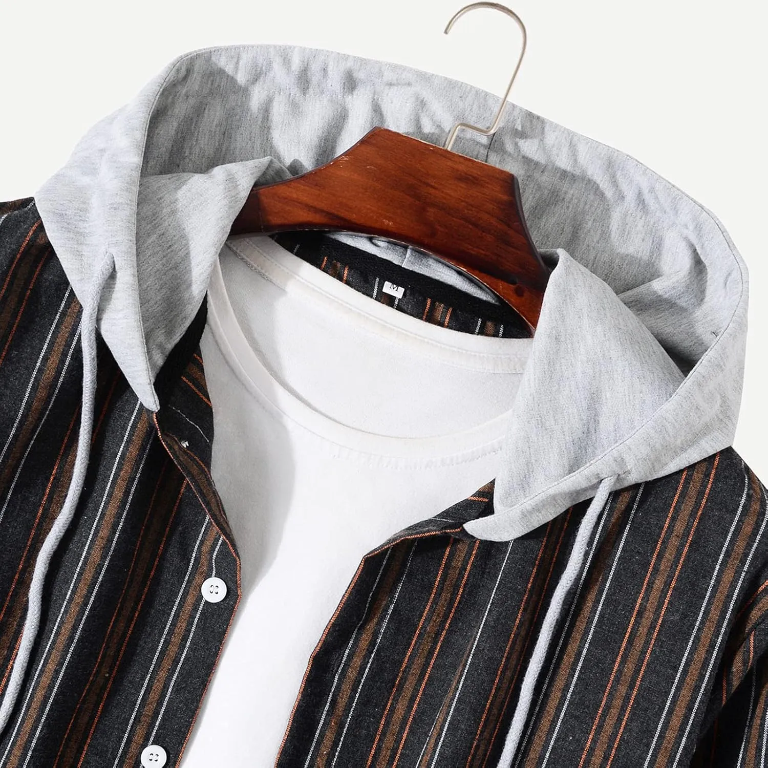 Plaid Hoodies Jackets for Men Relaxed Fit Zip-Up Long Sleeve Fleece Lined Casual Plaid Jacket Color Block Stitching
