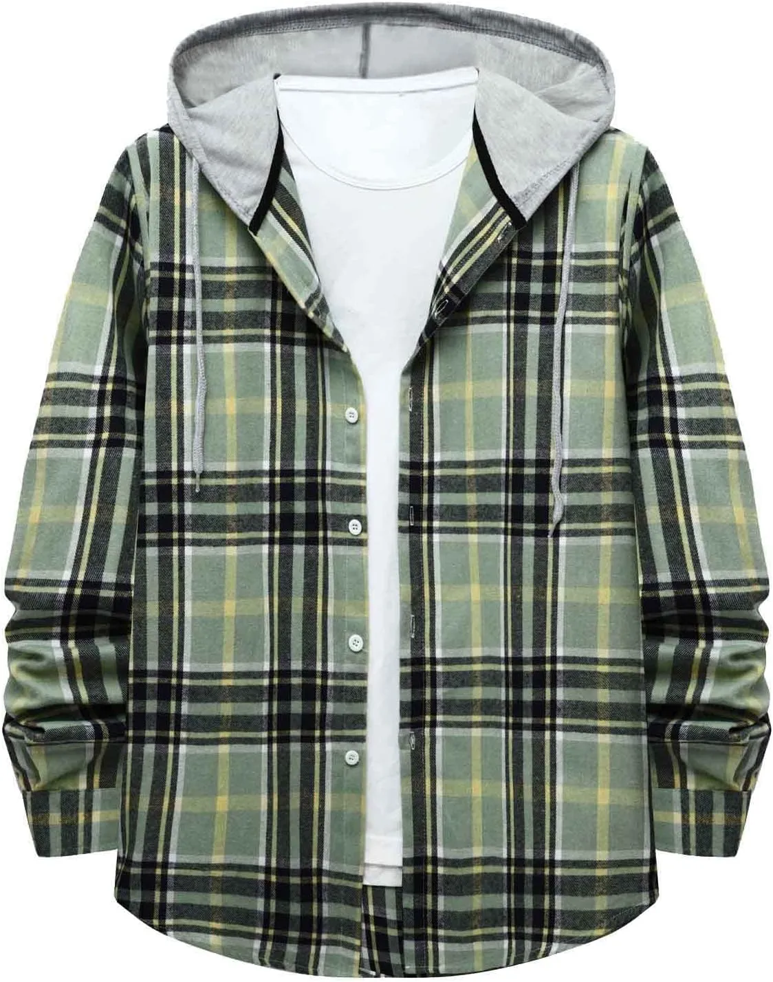 Plaid Hoodies Jackets for Men Relaxed Fit Zip Up Long Sleeve Fleece Lined Casual Plaid Jacket Color Block Stitching