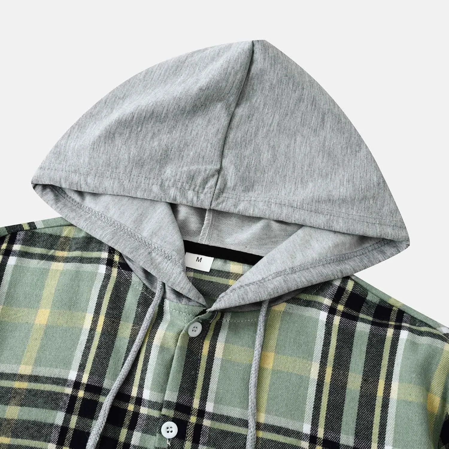 Plaid Hoodies Jackets for Men Relaxed Fit Zip Up Long Sleeve Fleece Lined Casual Plaid Jacket Color Block Stitching