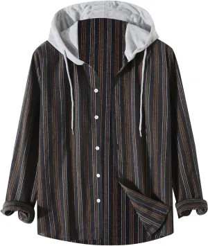 Plaid Hoodies Jackets for Men Relaxed Fit Zip-Up Long Sleeve Fleece Lined Casual Plaid Jacket Color Block Stitching