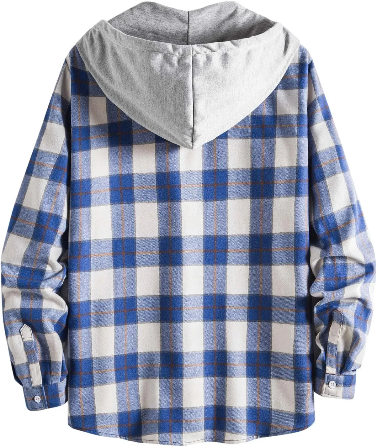 Plaid Hoodies Jackets for Men Relaxed Fit Zip Up Long Sleeve Lightweight Lined Button Down Padded Jackets Color Block