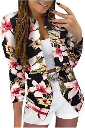 Plus Size Blazers for Curvy Women Office Ladies Jacket Long Sleeve Prtite Trendy Blazers Fitted With Pockets Suit