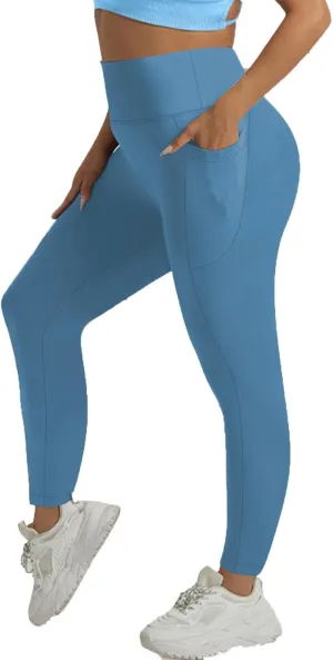Plus Size High Waist Leggings with Pockets Stretchy Tummy Control High Waist Womens Workout Yoga Pants Gym Workout