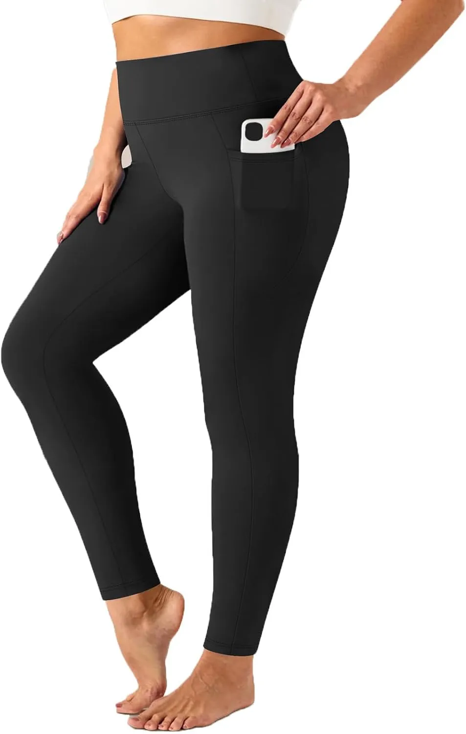 Plus Size High Waist Leggings with Pockets Stretchy Tummy Control High Waist Womens Workout Yoga Pants Gym Workout