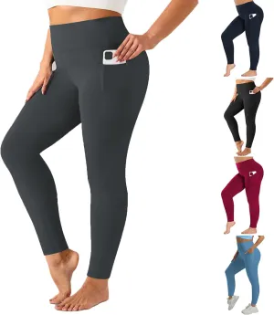 Plus Size High Waist Leggings with Pockets Stretchy Tummy Control High Waist Womens Workout Yoga Pants Gym Workout