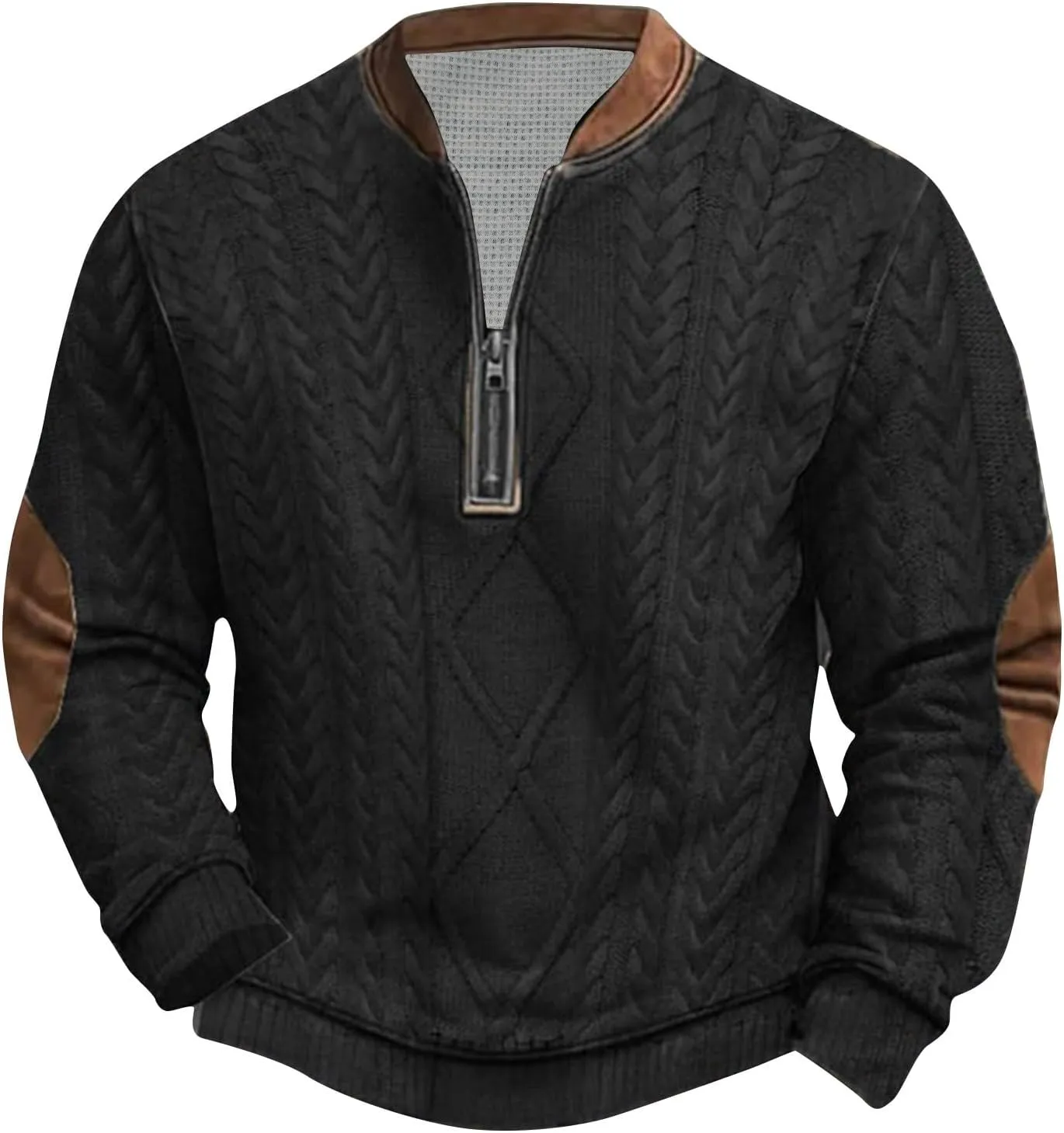 Quarter Zip Pullover Mens Sweatshirt Casual Long Sleeve Stand Collar Sweatshirts Polyester S-5Xl