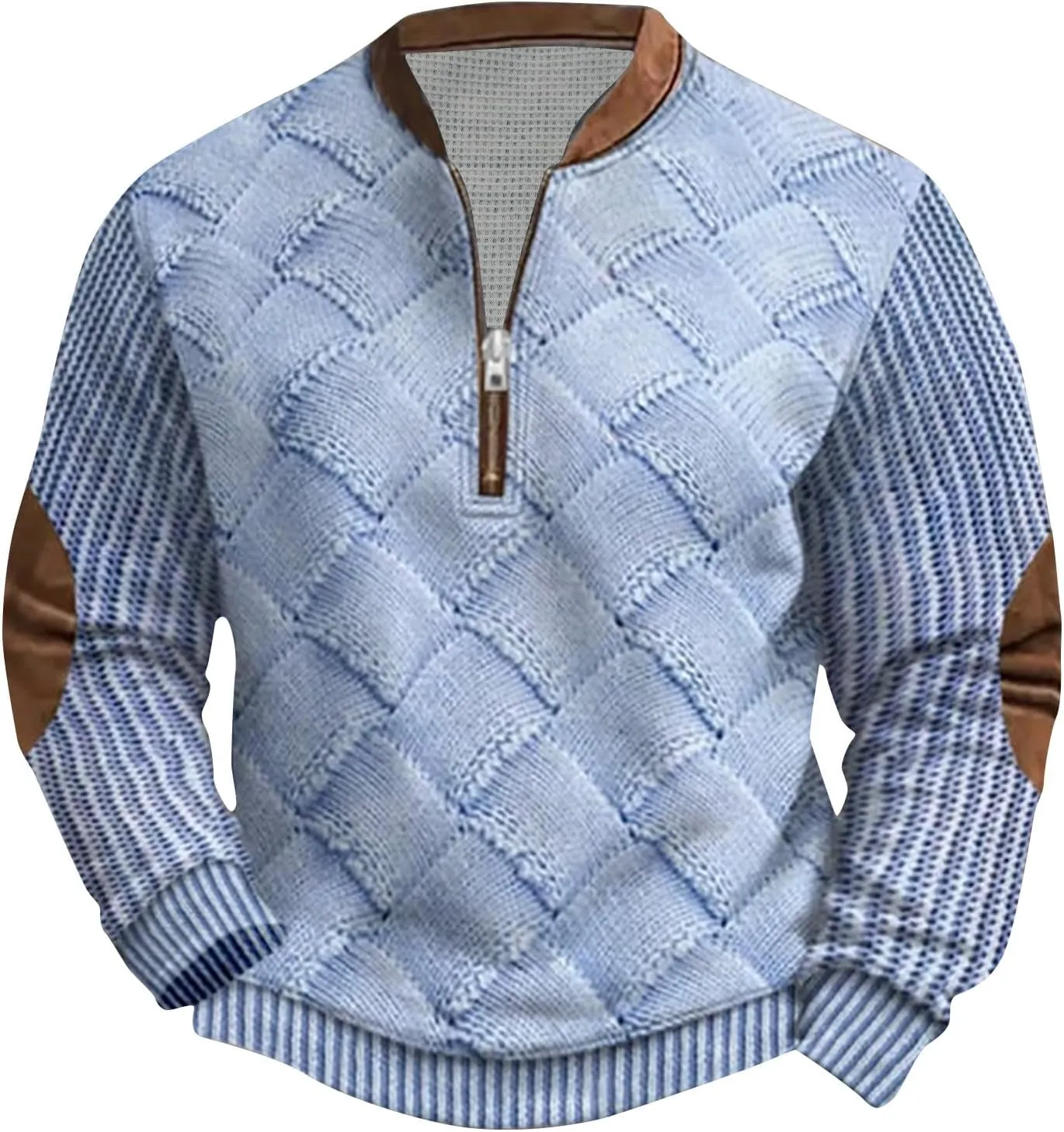 Quarter Zip Pullover Mens Sweatshirt Casual Long Sleeve Stand Collar Sweatshirts Polyester S-5Xl