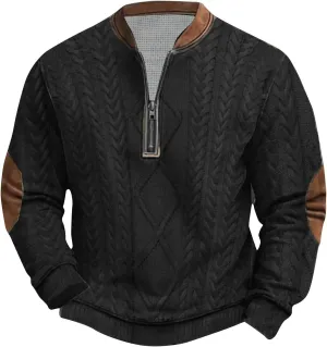 Quarter Zip Pullover Mens Sweatshirt Casual Long Sleeve Stand Collar Sweatshirts Polyester S-5Xl