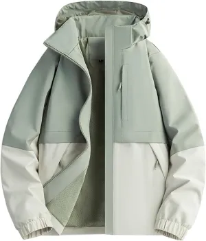 Rain Jacket Men Lightweight Waterproof Hooded Breathable Color Block Raincoat Windbreaker Cycling Golf Travel Fishing