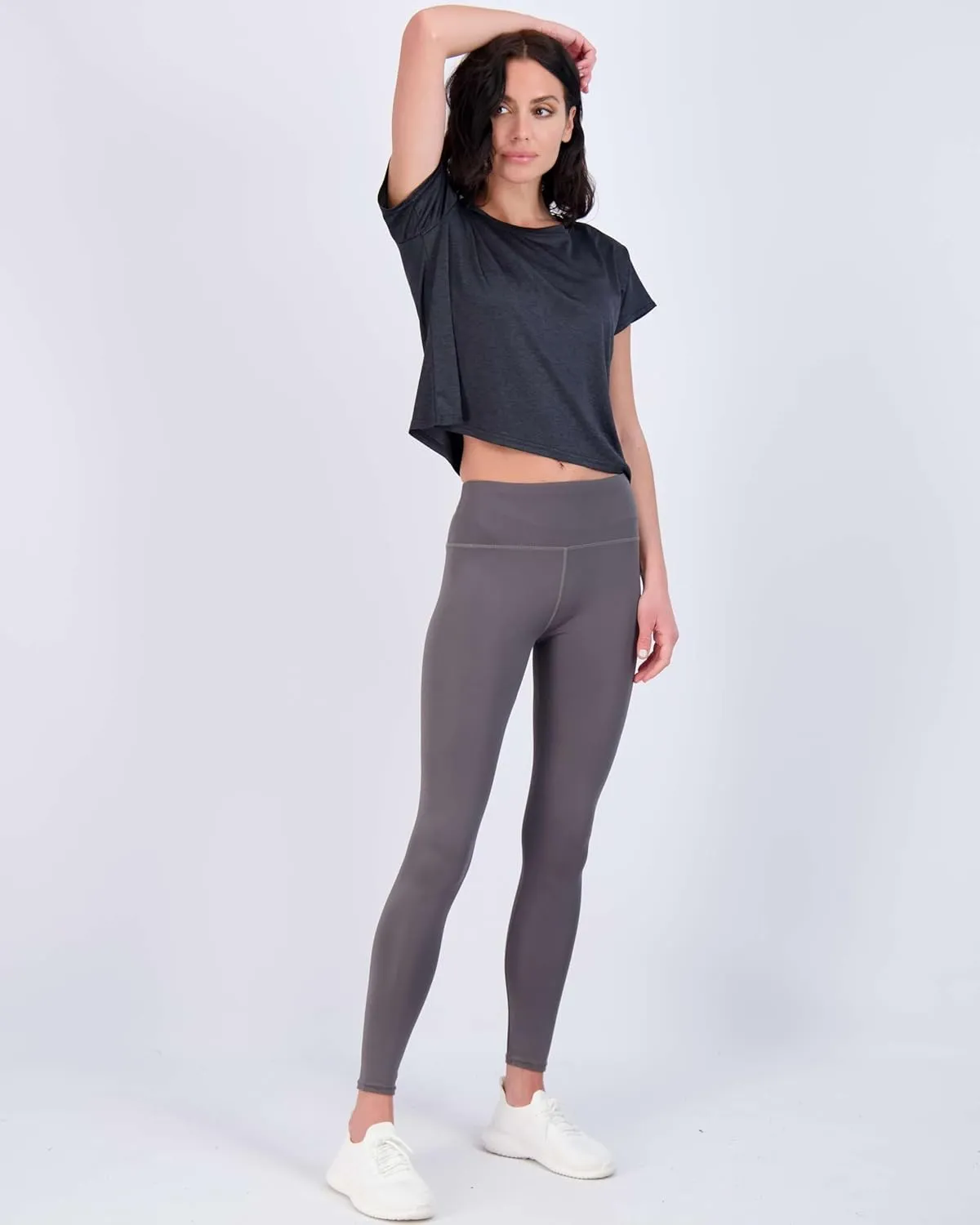 Real Essentials 5 Pack: Women's Dry Fit Crop Top - Short Sleeve Crew Neck Stretch Athletic Tee (Available in Plus Size)