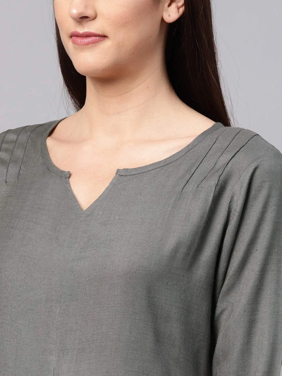 Rose Gold Straight Solid Kurta With Palazzo Pants