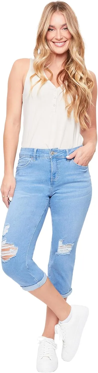 Royalty By YMI Royalty for Me Women's Essential High Rise Cuffed Capri Jeans