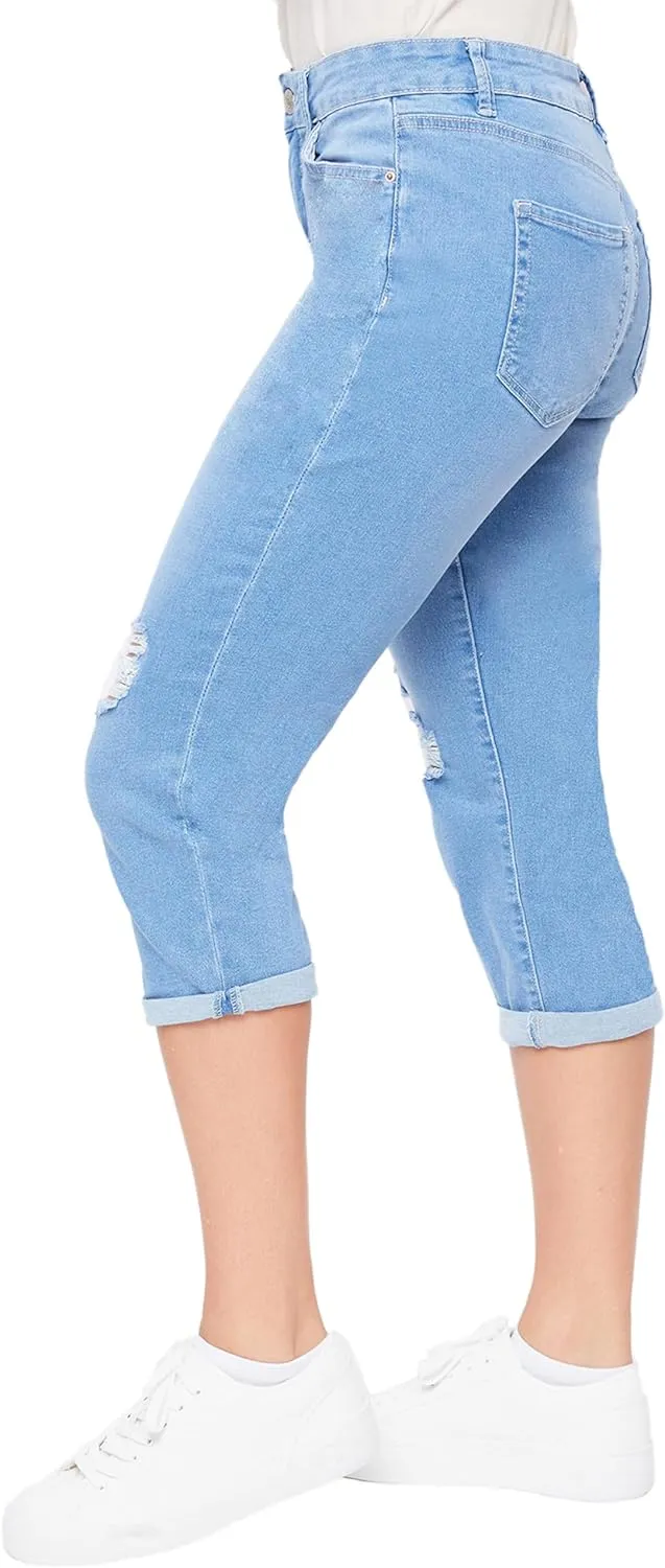 Royalty By YMI Royalty for Me Women's Essential High Rise Cuffed Capri Jeans
