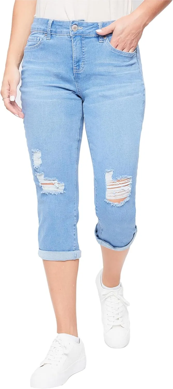 Royalty By YMI Royalty for Me Women's Essential High Rise Cuffed Capri Jeans